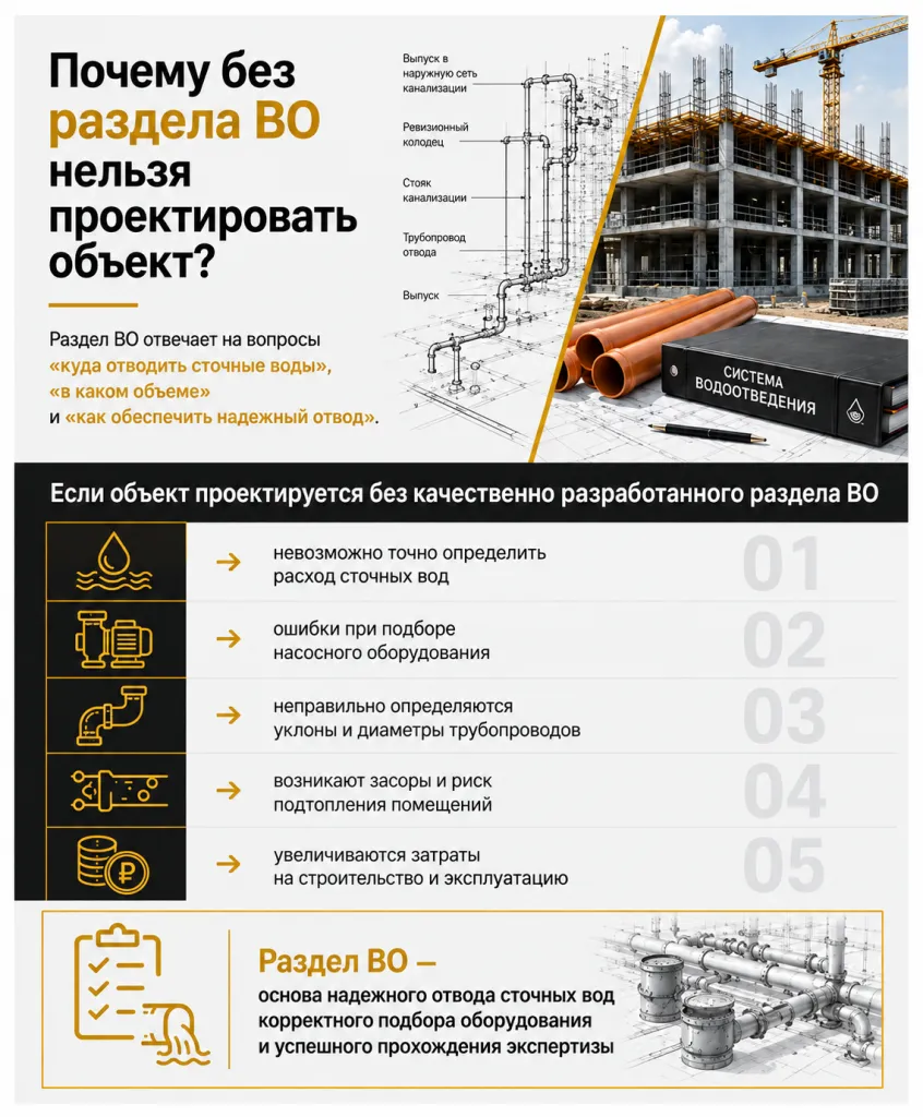 Почему нельзя проектировать объект без подраздела «Система водоотведения»